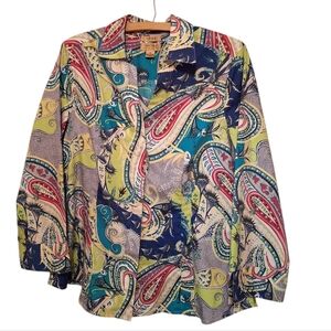 Investments Multicolor Paisley Blouse No Iron Ladies Plus Size 14 Office WEAR